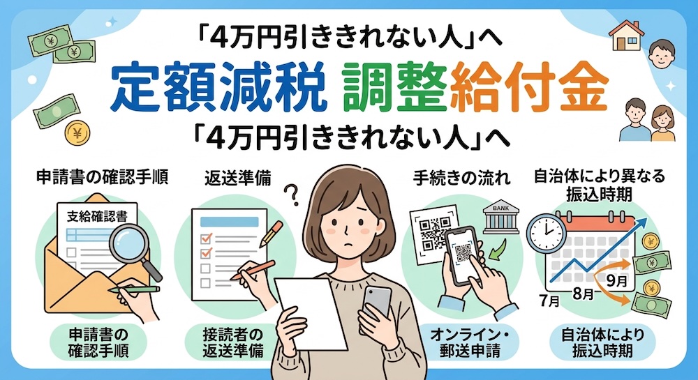【定額減税】「4万円引ききれない人」への調整給付金とは？申請書の確認手順と、自治体ごとの振込時期の見極め方